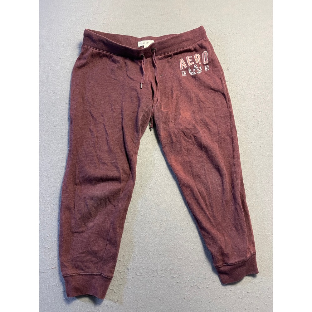 Aeropostale Jogger Sweatpants Fleece Burgundy Large Womens